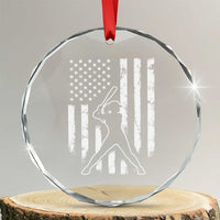 Vintage Patriotic Softball Crystal Glass Ornament Girls Baseball Softball Player American Flag