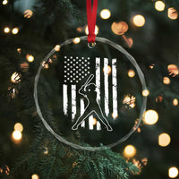 Vintage Patriotic Softball Crystal Glass Ornament Girls Baseball Softball Player American Flag