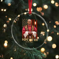 Vintage Pope Leo XIV Crystal Glass Ornament 267th Pope American Flag TS02
