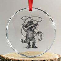 Vintage Raccoon Cowboy Crystal Glass Ornament Cowgirl Trash Panda Western Country TS10