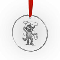 Vintage Raccoon Cowboy Crystal Glass Ornament Cowgirl Trash Panda Western Country TS10