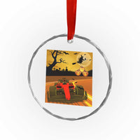 Vintage Race Car Halloween Pumpkin Retro Racing Crystal Glass Ornament TS14