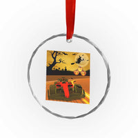 Vintage Race Car Halloween Pumpkin Retro Racing Crystal Glass Ornament TS14