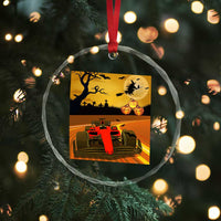 Vintage Race Car Halloween Pumpkin Retro Racing Crystal Glass Ornament TS14