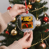 Vintage Race Car Halloween Pumpkin Retro Racing Crystal Glass Ornament TS14