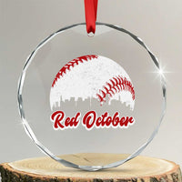 Vintage Red October Crystal Glass Ornament Philadelphia Skyline Retro Philly Cityscape TS10