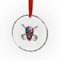 Vintage Rock and Roll Skull Guitar Rocker Crystal Glass Ornament Live Fast Rock Hard American Flag