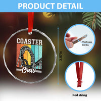 Vintage Rollercoaster Crew Crystal Glass Ornament Family Roller Coaster Amusement Park
