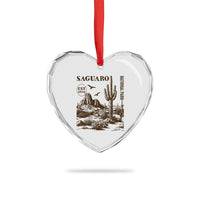 Vintage Saguaro National Park Est 1994 Graphic Heart Crystal Glass Ornament Retro Arizona Desert Mountain Hiking Souvenir