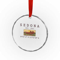 Vintage Sedona Arizona Established 1902 Crystal Glass Ornament Southwest Desert Cactus Scenic Nature Souvenir