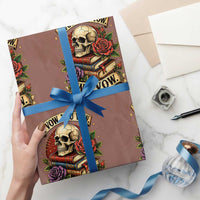 Vintage Skull Roses Gothic Dark Academia Aesthetic Wrapping Paper Roll I Vow You Vow We Vow Fantasy Fiction Bookish Gift