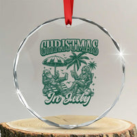 Vintage Summer Christmas Bigfoot Couple Crystal Glass Ornament Tropical Xmas Graphic