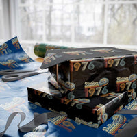 Vintage Sunset 1976 Retro Cassette Wrapping Paper Roll Mechanical Dial Tech Nostalgia 50th Birthday