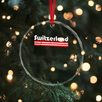 Vintage Switzerland Retro Distressed Graphic Crystal Glass Ornament Patriotic Swiss Heritage Pride Souvenir