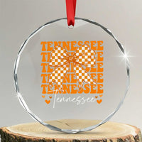 Vintage Tennessee Coquette Bow Crystal Glass Ornament Retro TN Orange Checkered Print US State