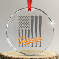 Vintage Tennessee Crystal Glass Ornament Retro Classic TN Orange Print Retro Baseball American US Flag
