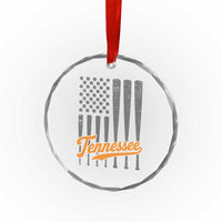 Vintage Tennessee Crystal Glass Ornament Retro Classic TN Orange Print Retro Baseball American US Flag