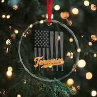 Vintage Tennessee Crystal Glass Ornament Retro Classic TN Orange Print Retro Baseball American US Flag