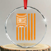 Vintage Tennessee Crystal Glass Ornament Retro Classic TN Orange Retro Baseball American US Flag