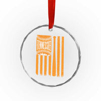 Vintage Tennessee Crystal Glass Ornament Retro Classic TN Orange Retro Baseball American US Flag