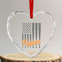 Vintage Tennessee Heart Crystal Glass Ornament Retro Classic TN Orange Print Retro Baseball American US Flag