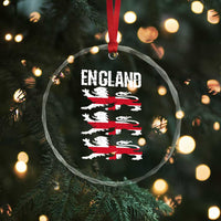 Vintage Three Lions England Pride Crystal Glass Ornament Patriotic Soccer British Football Fans