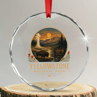 Vintage Yellowstone National Park Vintage Bison Geyser Crystal Glass Ornament Wyoming Montana Idaho Hiking Camping
