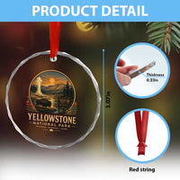 Vintage Yellowstone National Park Vintage Bison Geyser Crystal Glass Ornament Wyoming Montana Idaho Hiking Camping