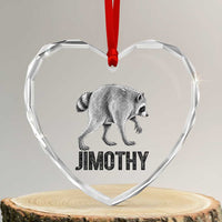 Viral Seattle Jimothy the Raccoon Heart Crystal Glass Ornament Vintage Trash Panda Meme Graphic