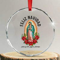 Virgin Mary Feliz Navidad Crystal Glass Ornament Our Lady Virgen De Guadalupe TS14