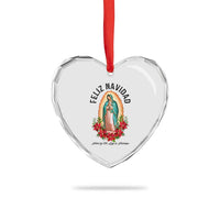 Virgin Mary Feliz Navidad Heart Crystal Glass Ornament Our Lady Virgen De Guadalupe - Wonder Print Shop