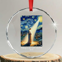 Virgin Mary Starry Night Crystal Glass Ornament Luke 2:11 Christian Faith TS14