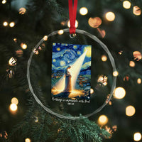 Virgin Mary Starry Night Crystal Glass Ornament Luke 2:11 Christian Faith TS14