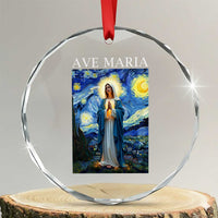 Virgin Mary Starry Night Crystal Glass Ornament Mother of Christ Catholic TS14
