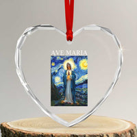 Virgin Mary Starry Night Heart Crystal Glass Ornament Mother of Christ Catholic - Wonder Print Shop