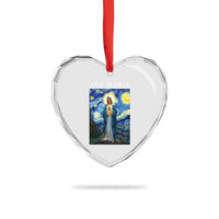 Virgin Mary Starry Night Heart Crystal Glass Ornament Mother of Christ Catholic - Wonder Print Shop