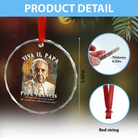 Viva il Papa Pope Francis Crystal Glass Ornament Papa Memorial Tribute TS02