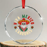 Viva Mexico Cabrones Crystal Glass Ornament Mexican Skull Christmas TS14