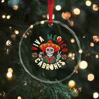 Viva Mexico Cabrones Crystal Glass Ornament Mexican Skull Christmas - Wonder Print Shop