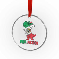 Viva Mexico Crystal Glass Ornament Funny Mexican Dance Dinosaur Hispanic Heritage - Wonder Print Shop