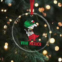 Viva Mexico Crystal Glass Ornament Funny Mexican Dance Dinosaur Hispanic Heritage - Wonder Print Shop