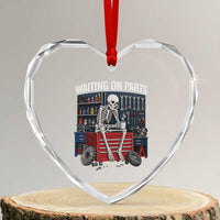 Waiting On Parts Funny Mechanic Heart Crystal Glass Ornament Funny Skeleton Auto Repair Life