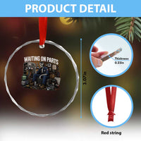 Waiting On Parts HVAC Tech Skeleton Funny Mechanic Graphic Crystal Glass Ornament