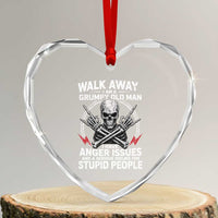 Walk Away I Am A Grumpy Old Man I Have Anger Issues Heart Crystal Glass Ornament Funny Senior Citizen