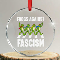 Walking Frog Against Fascism Crystal Glass Ornament Frogs Band Resistance Protest - Wonder Print Shop