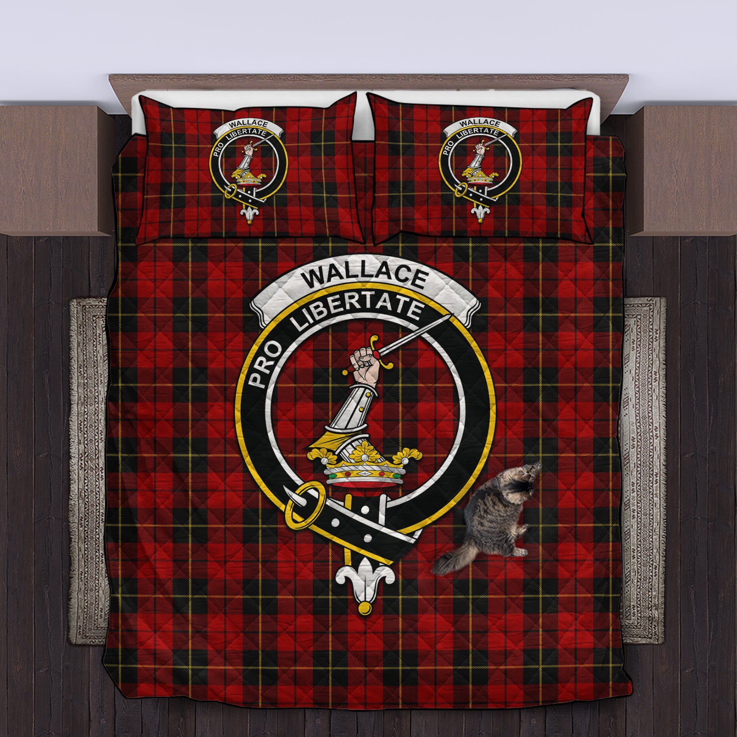 wallace-clan-tartan-quilt-bed-set-family-crest-tartan-quilt-bed-set