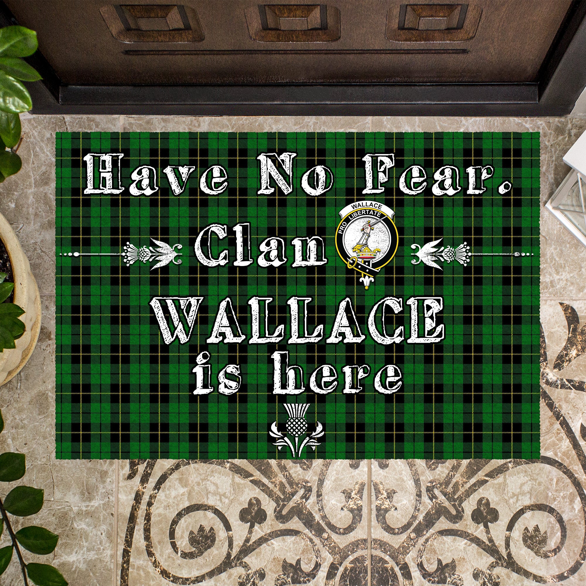 wallace-hunting-clan-tartan-door-mat-family-crest-have-no-fear-tartan-door-mat