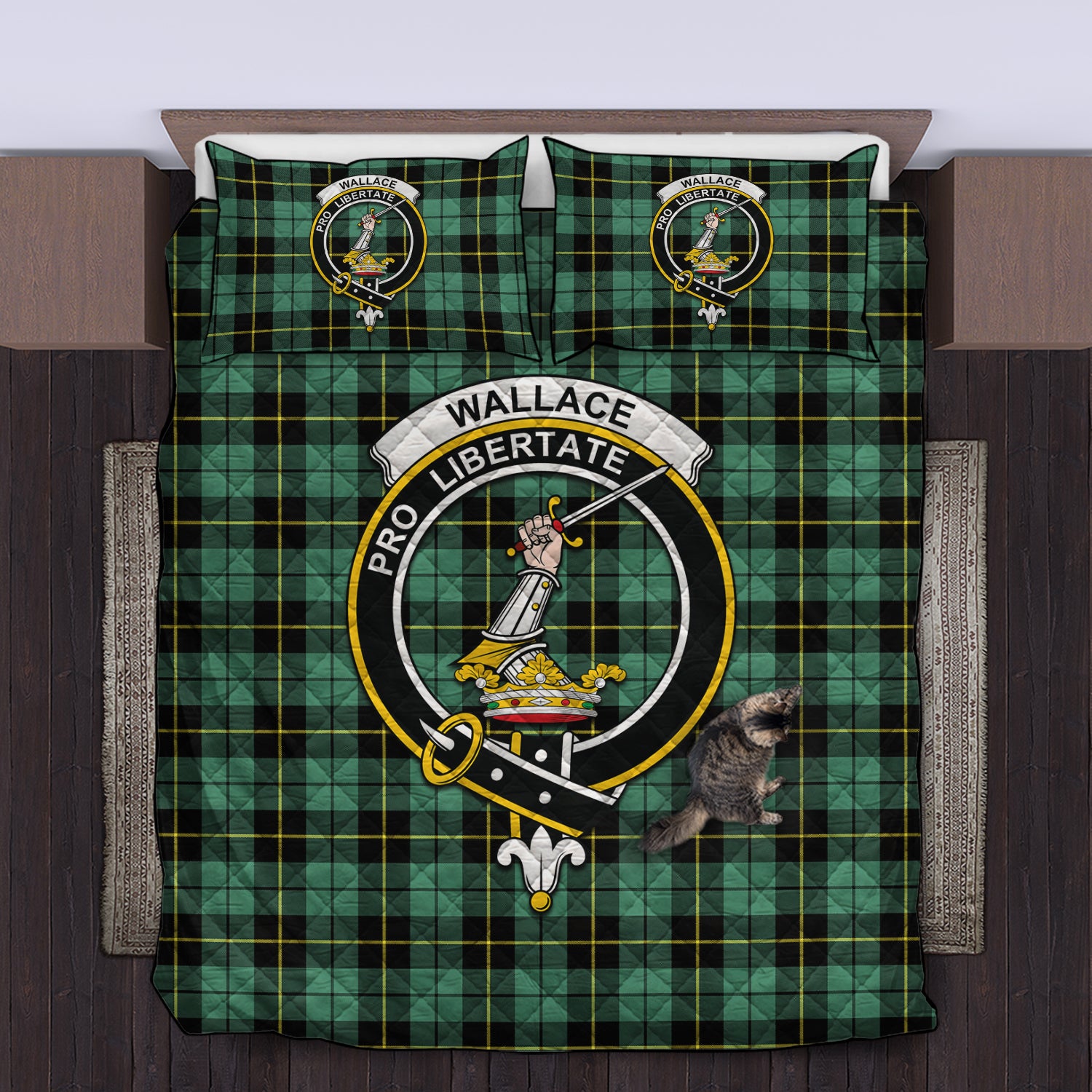 wallace-hunting-ancient-clan-tartan-quilt-bed-set-family-crest-tartan-quilt-bed-set