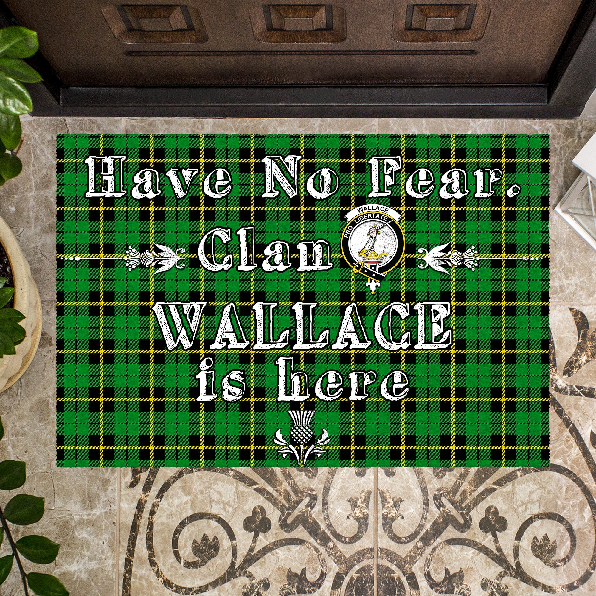 wallace-hunting-green-clan-tartan-door-mat-family-crest-have-no-fear-tartan-door-mat