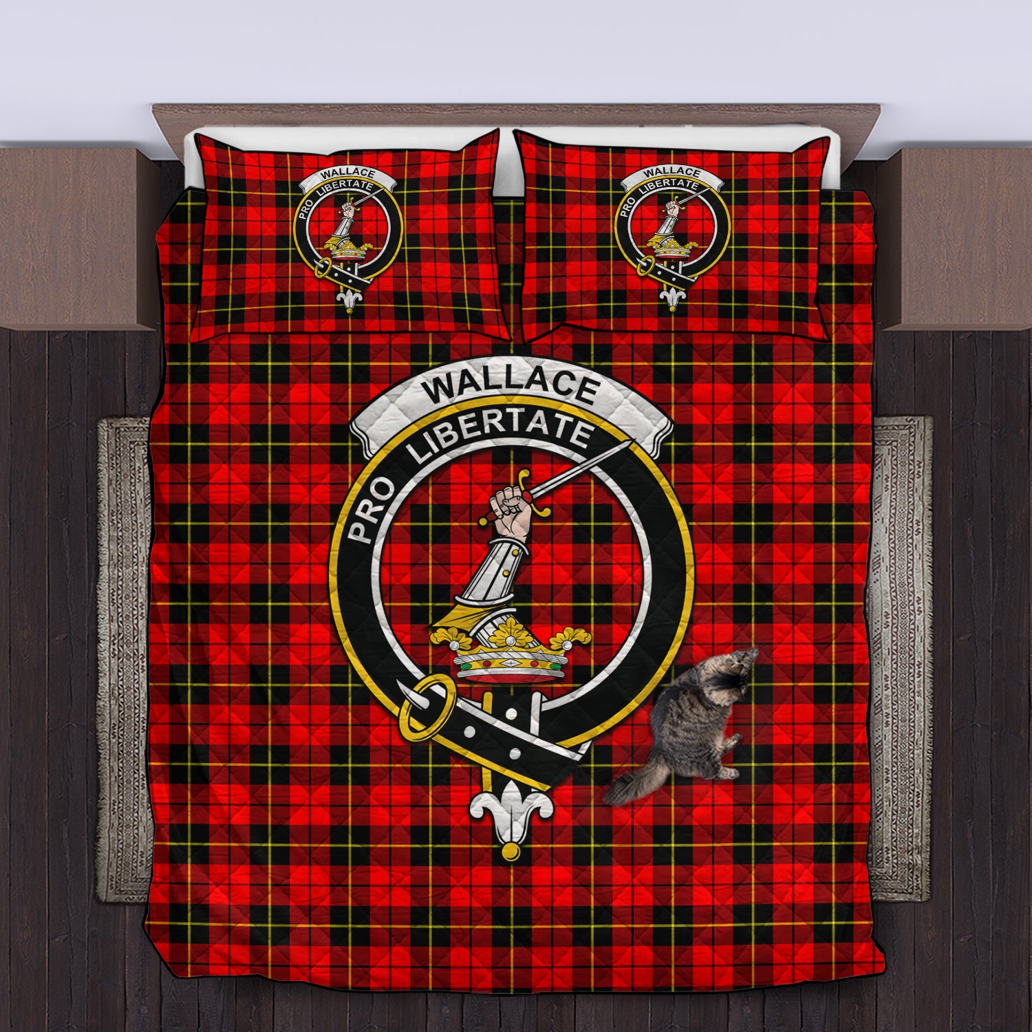 wallace-hunting-red-clan-tartan-quilt-bed-set-family-crest-tartan-quilt-bed-set